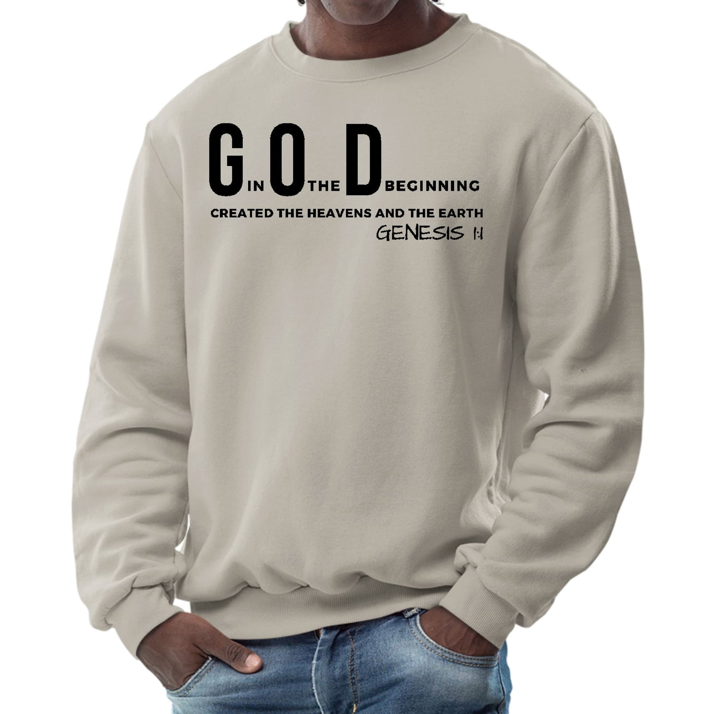 Mens Graphic Sweatshirt - God in the Beginning Print