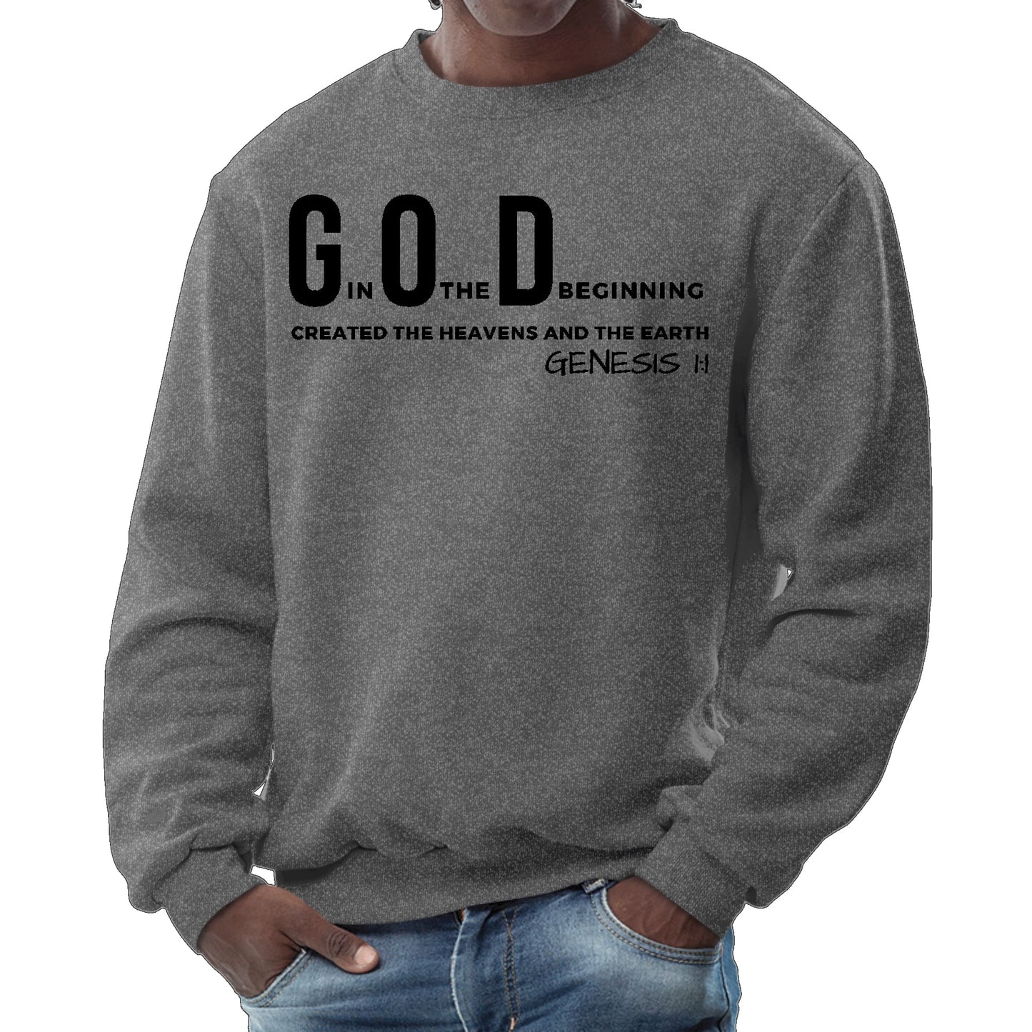 Mens Graphic Sweatshirt - God in the Beginning Print
