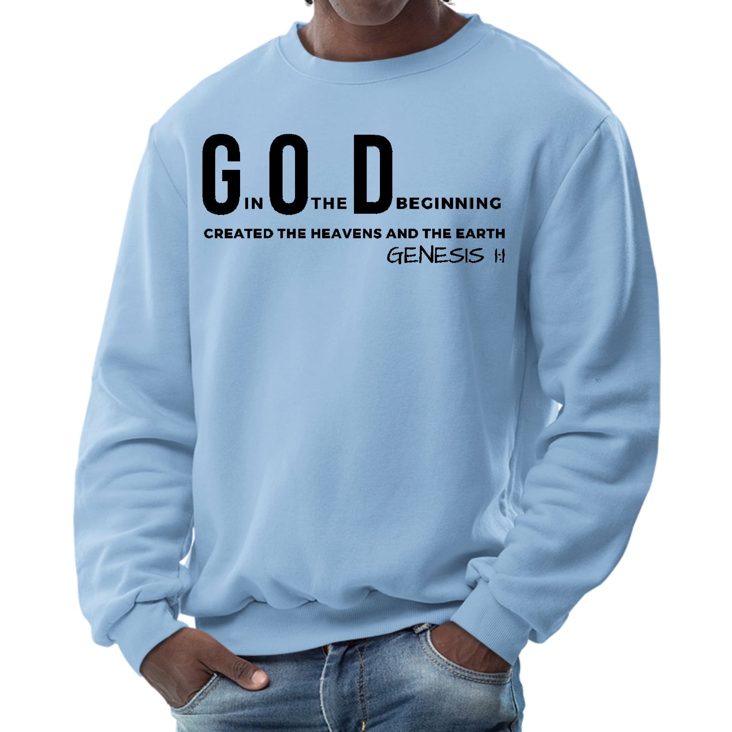Mens Graphic Sweatshirt - God in the Beginning Print