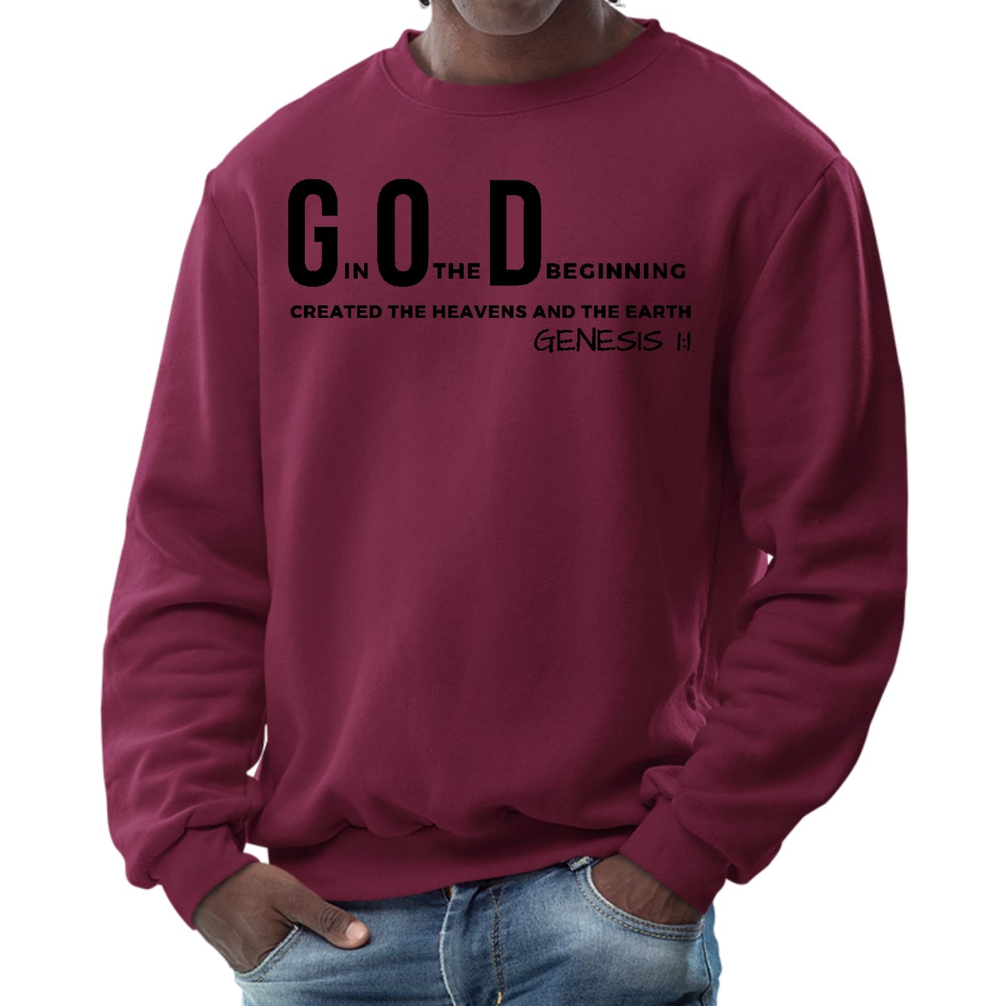 Mens Graphic Sweatshirt - God in the Beginning Print