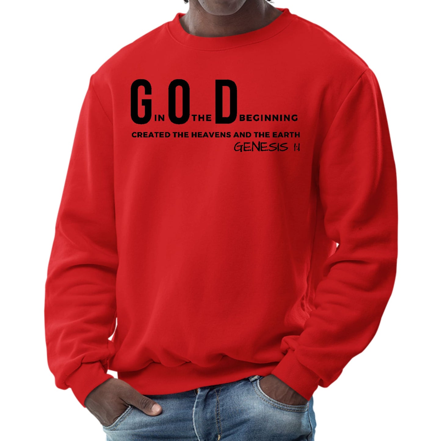 Mens Graphic Sweatshirt - God in the Beginning Print