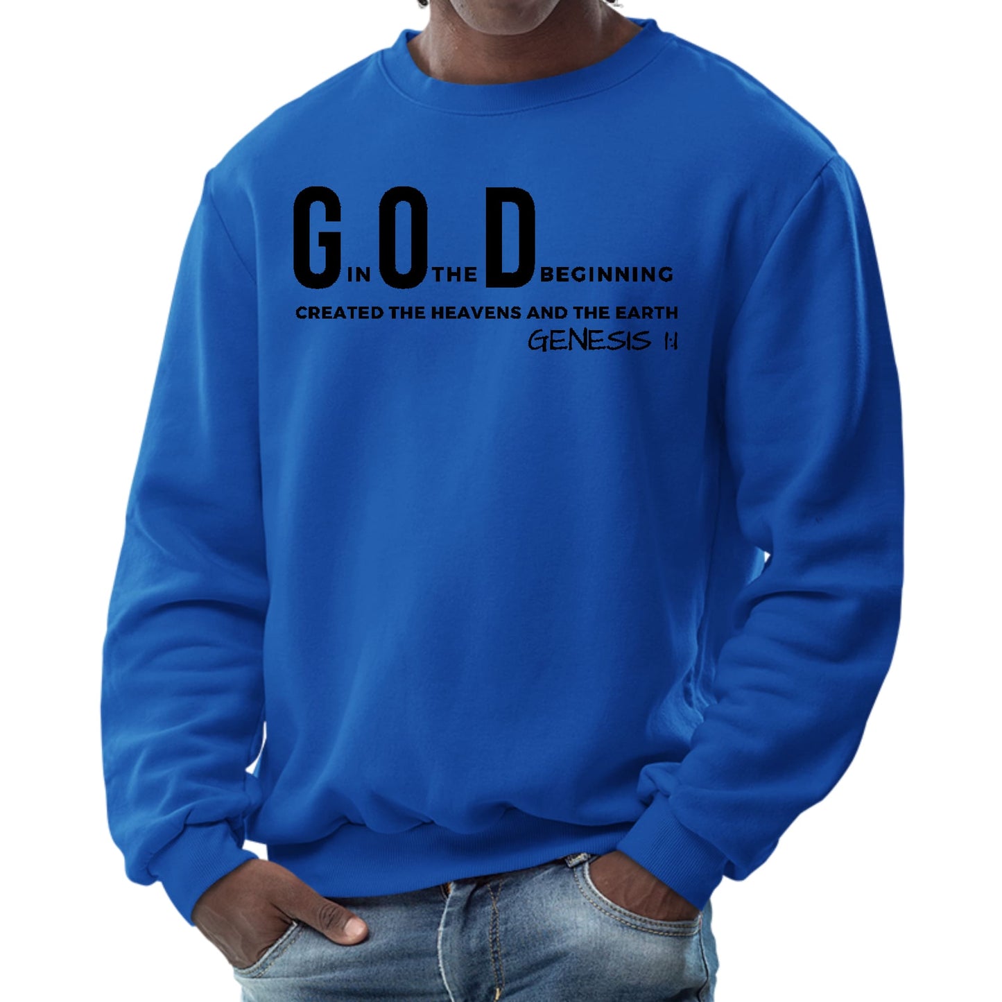 Mens Graphic Sweatshirt - God in the Beginning Print