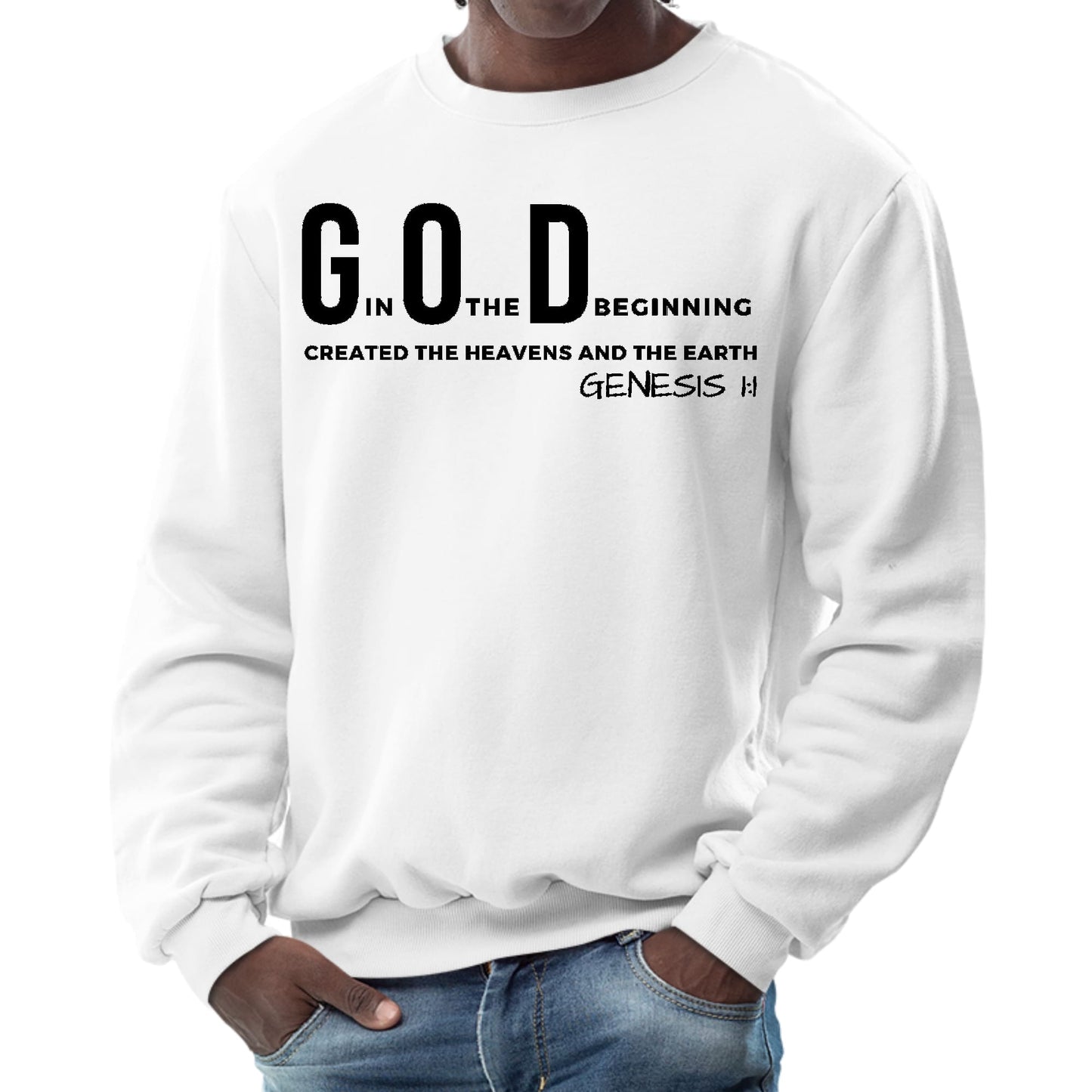 Mens Graphic Sweatshirt - God in the Beginning Print