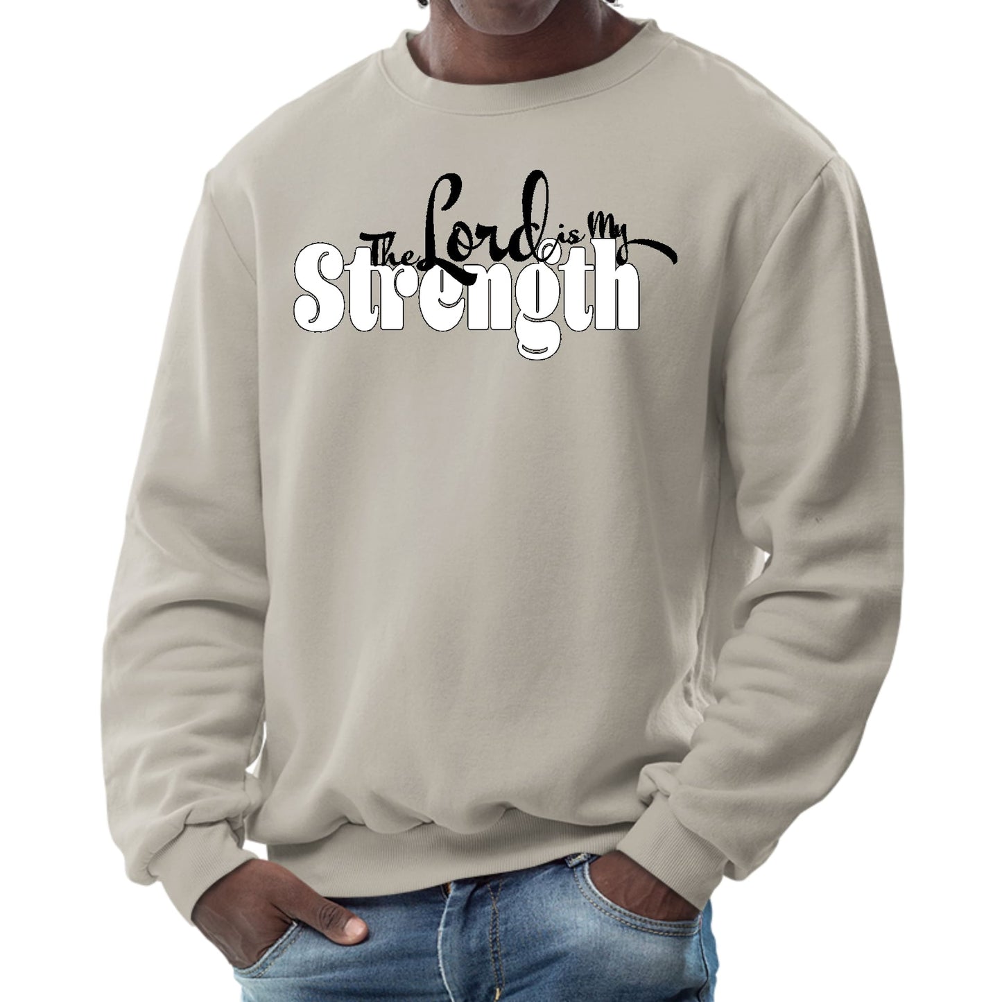 Mens Graphic Sweatshirt - the Lord is my Strength Print