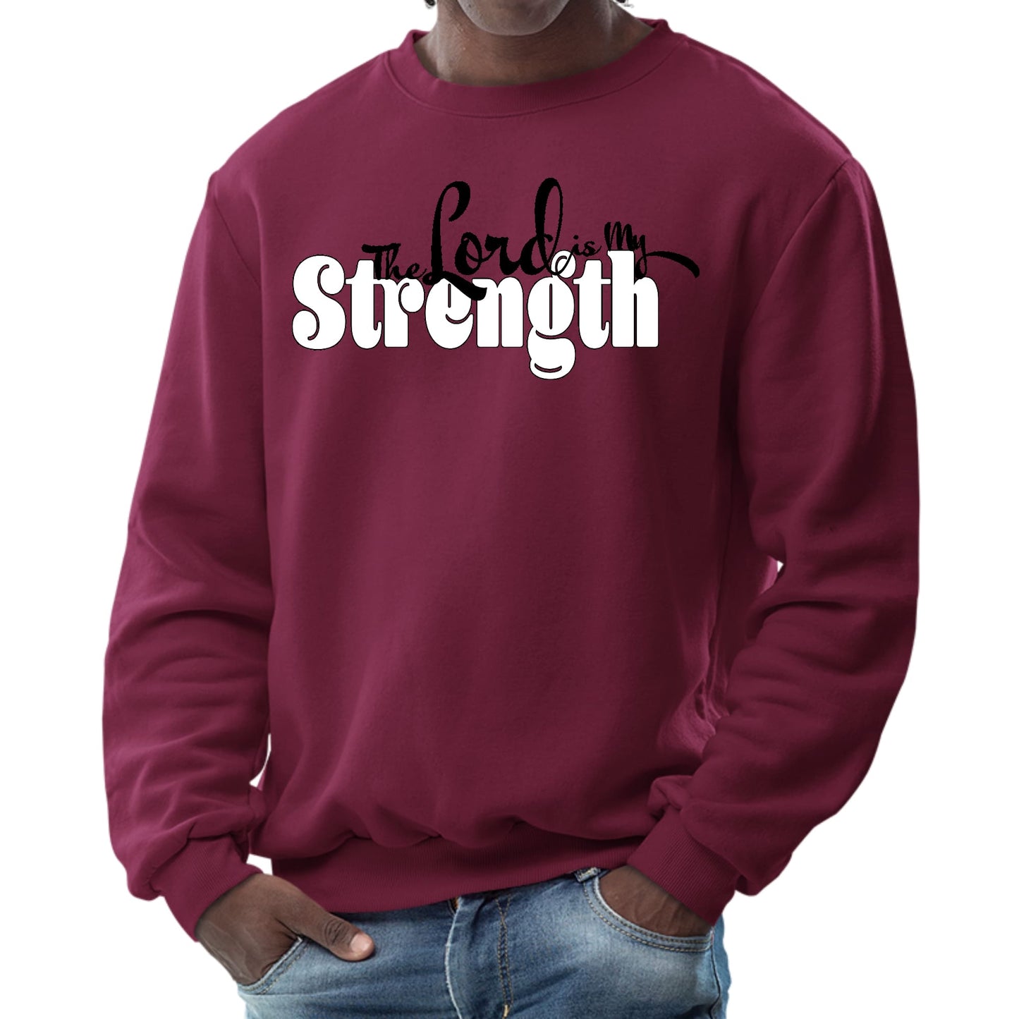 Mens Graphic Sweatshirt - the Lord is my Strength Print