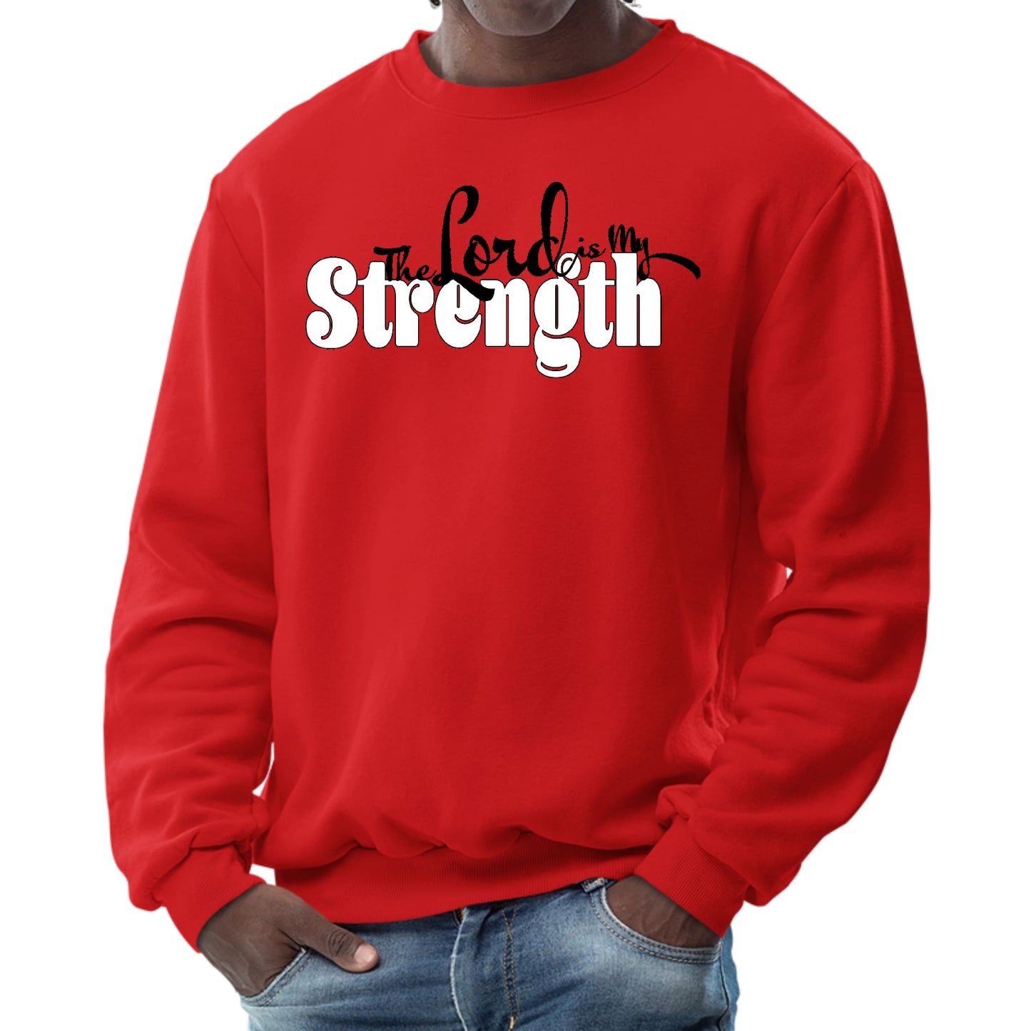 Mens Graphic Sweatshirt - the Lord is my Strength Print