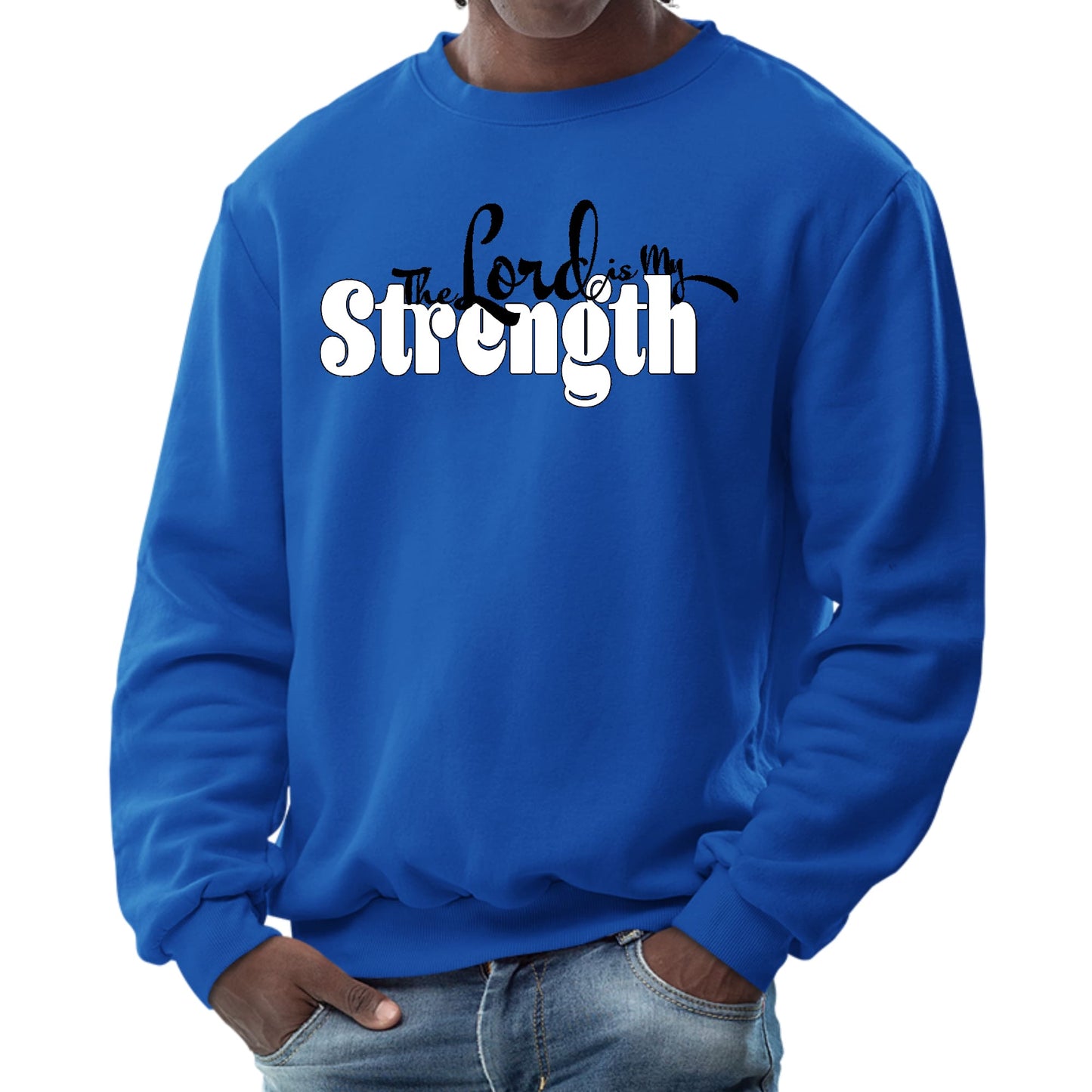 Mens Graphic Sweatshirt - the Lord is my Strength Print