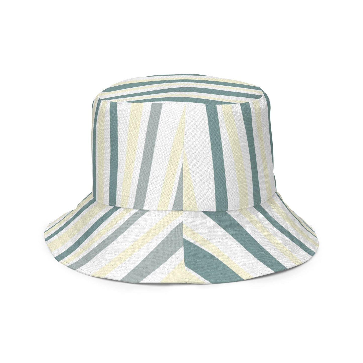 Reversible Bucket Hat Green Yellow Geometric Lines