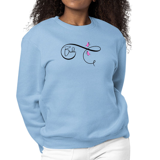 Womens Graphic Sweatshirt Bride - Wedding Bridal Pink Butterfly